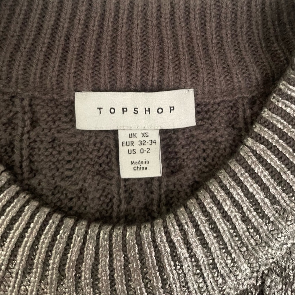 Topshop Charcoal Ribbed Knit Sweater